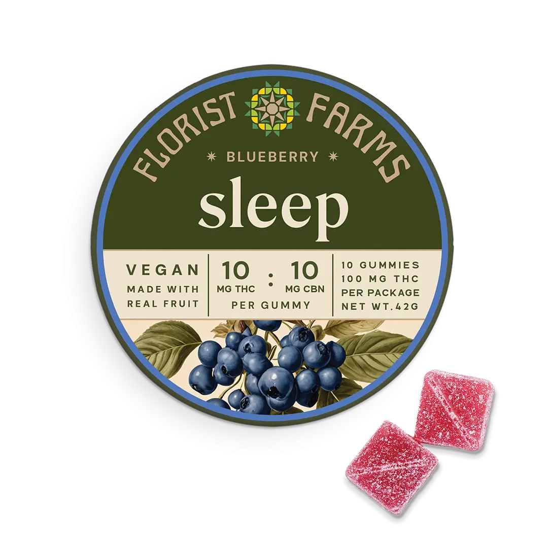 Florist Farms | Gummies | Blueberry THC:CBN | . pkg | 100mg THC (10ct)